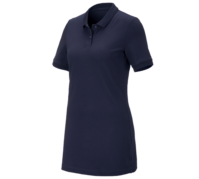 e.s. Piqué-Polo cotton stretch, Damen, long fit