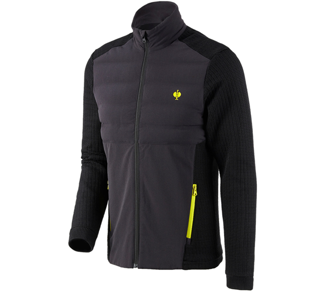 Hauptansicht, e.s.trail, Hybrid Strickjacke e.s.trail, schwarz/acidgelb