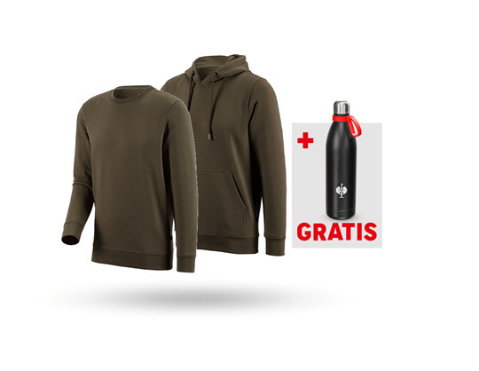 Hauptansicht, SET: Sweatshirt + Hoody-Sweatshirt poly cotton, oliv