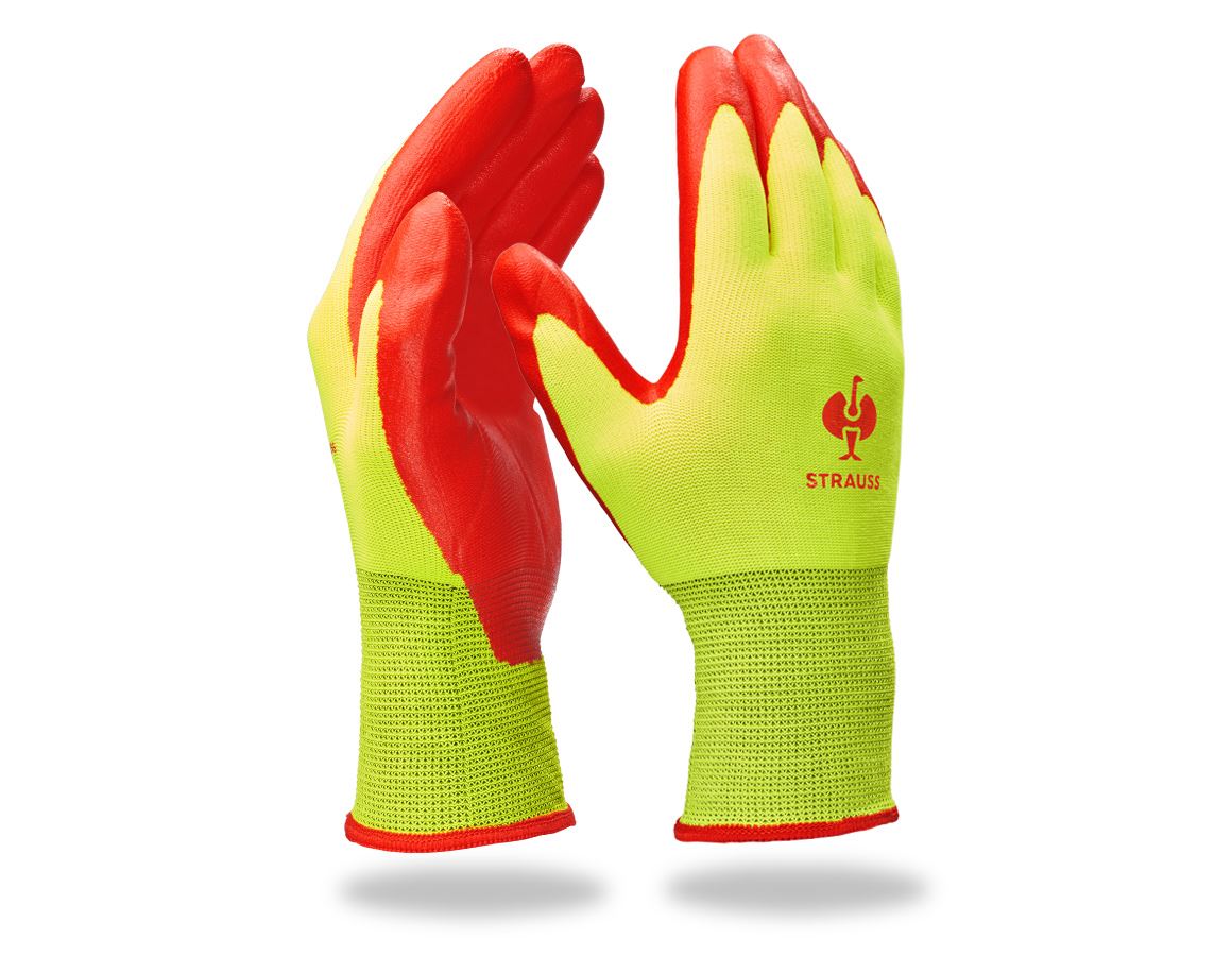 Beschichtet: Nitrilschaum-Handschuhe Flexible Foam + warngelb/rot