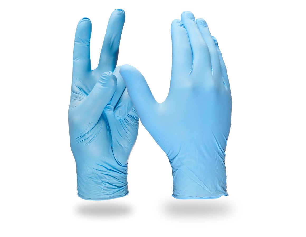 Beschichtet: Einweg Nitril-Handschuhe Basic, puderfrei + blau