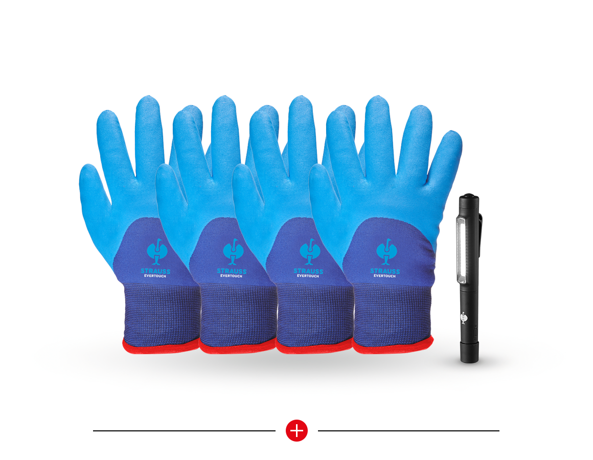 Arbeitsschutz: 4x Nitril-Handschuhe evertouch Winter Geschenk-Set + blau/dunkelblau-melange