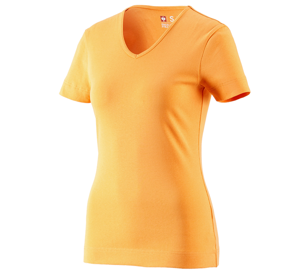 Shirts & Co.: e.s. T-Shirt cotton V-Neck, Damen + hellorange