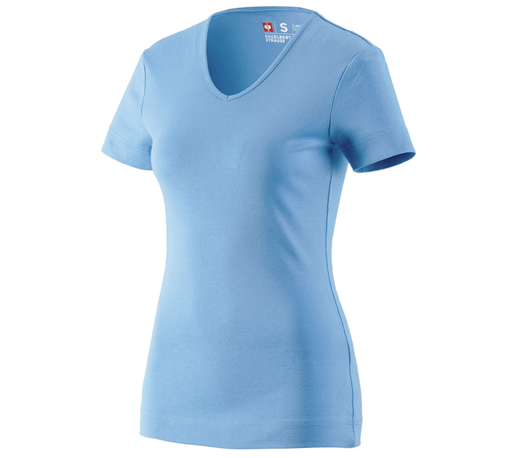 Installateur / Klempner: e.s. T-Shirt cotton V-Neck, Damen + azurblau