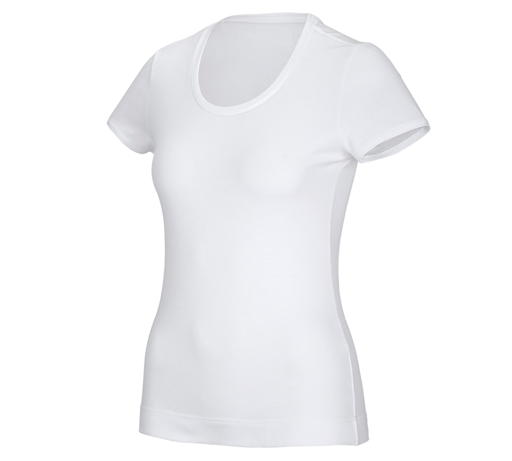 Shirts & Co.: e.s. Funktions T-Shirt poly cotton, Damen + weiß