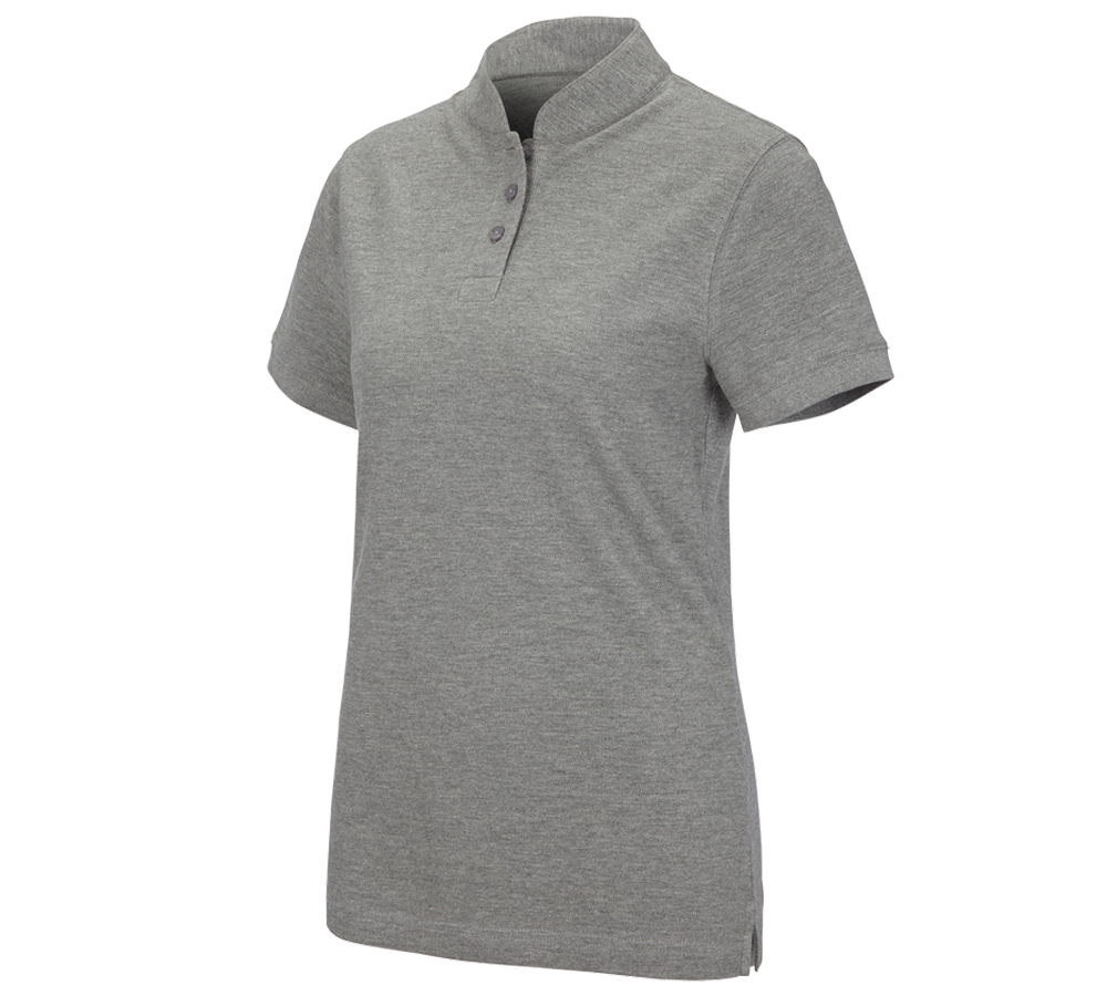 Shirts & Co.: e.s. Polo-Shirt cotton Mandarin, Damen + graumeliert