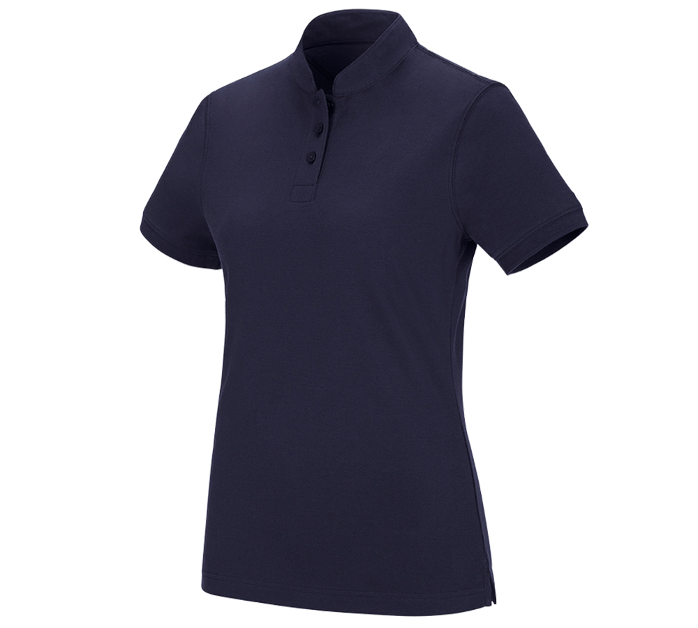 Shirts & Co.: e.s. Polo-Shirt cotton Mandarin, Damen + dunkelblau