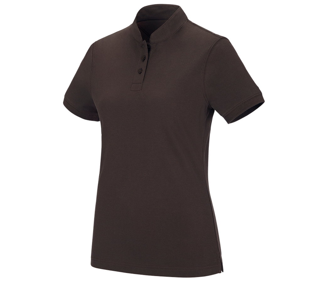 Shirts & Co.: e.s. Polo-Shirt cotton Mandarin, Damen + kastanie