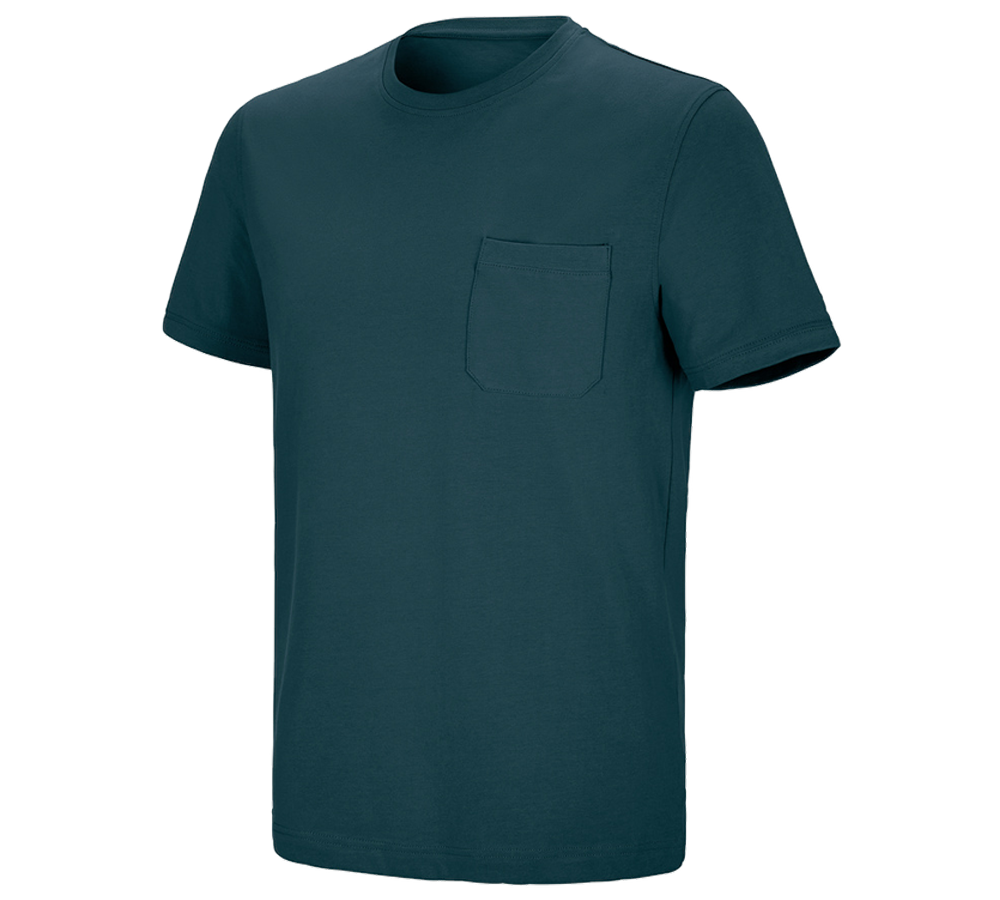 Shirts & Co.: e.s. T-Shirt cotton stretch Pocket + seeblau