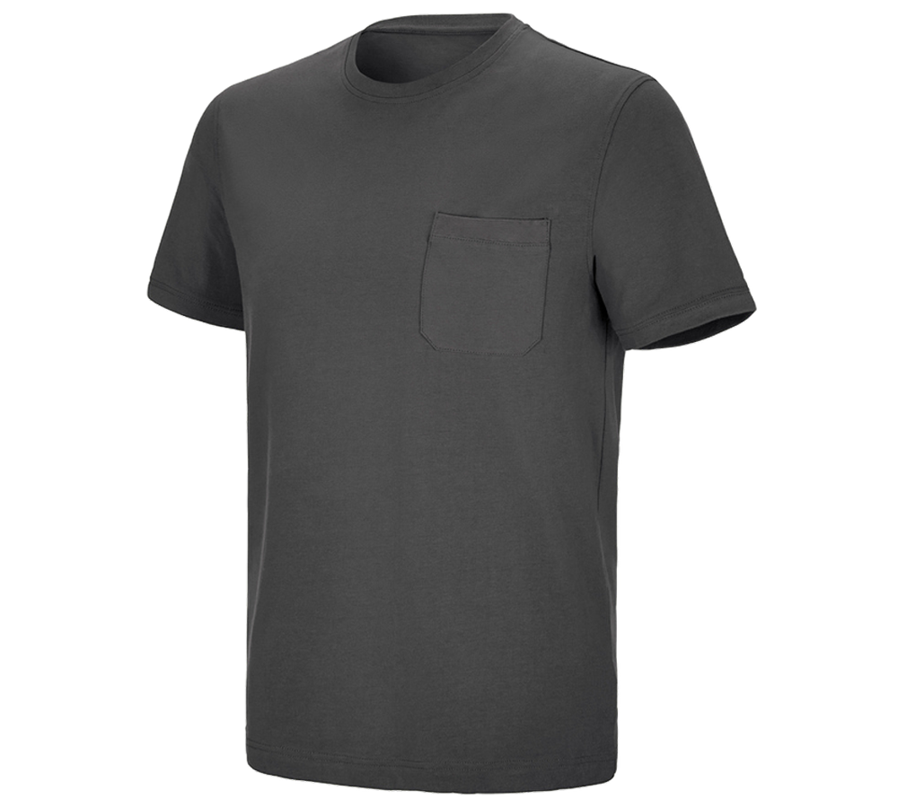 Shirts & Co.: e.s. T-Shirt cotton stretch Pocket + anthrazit