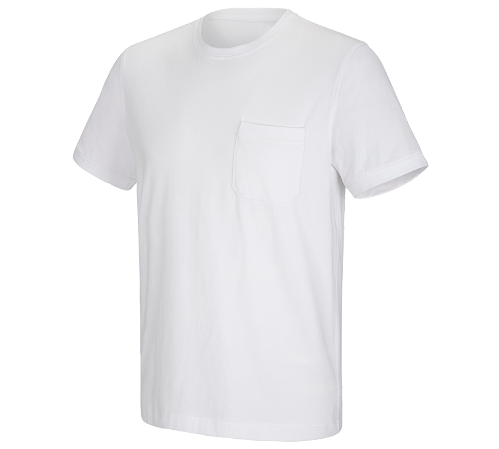 Shirts & Co.: e.s. T-Shirt cotton stretch Pocket + weiß