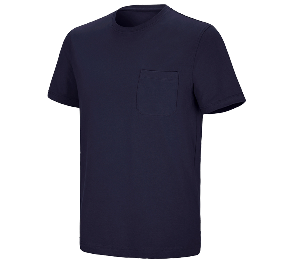 Shirts & Co.: e.s. T-Shirt cotton stretch Pocket + dunkelblau