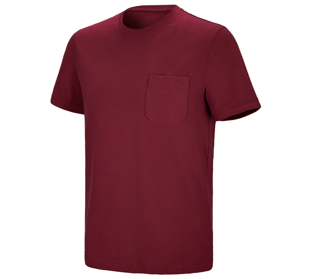 Shirts & Co.: e.s. T-Shirt cotton stretch Pocket + bordeaux