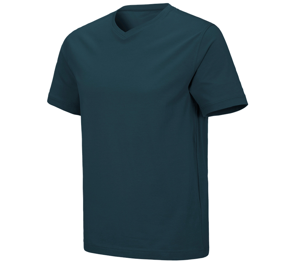 Shirts & Co.: e.s. T-Shirt cotton stretch V-Neck + seeblau