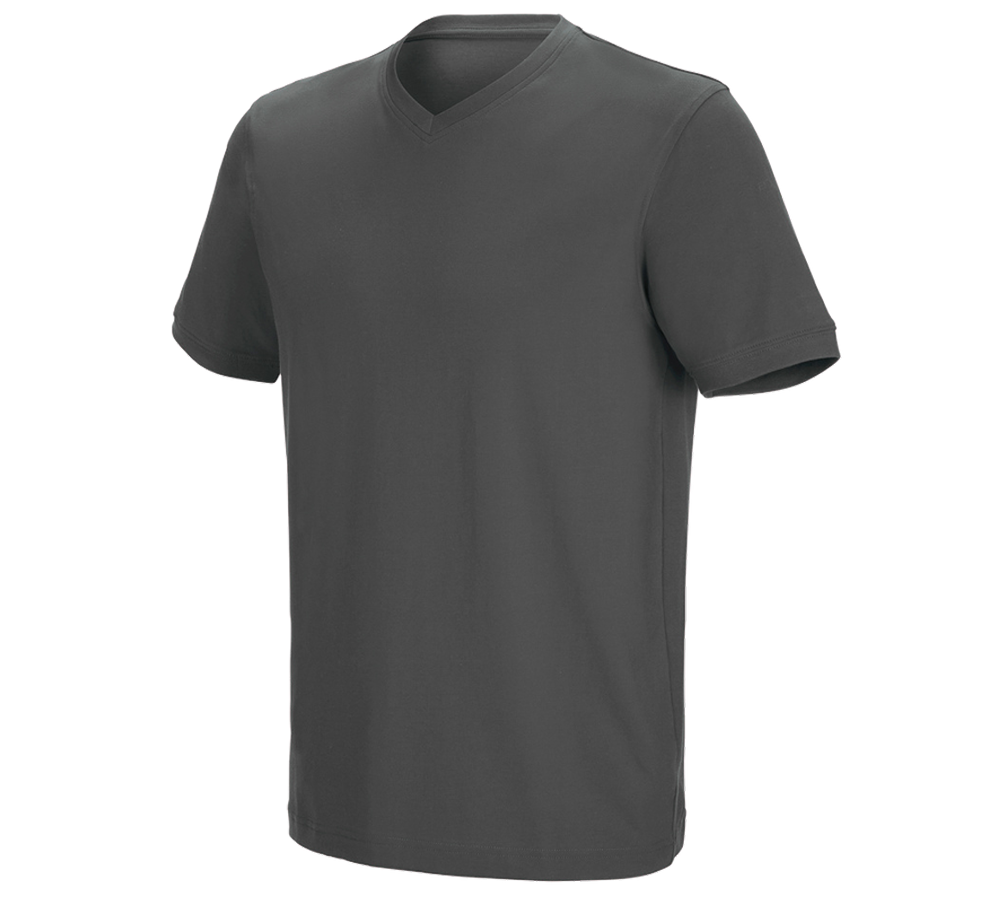 Shirts & Co.: e.s. T-Shirt cotton stretch V-Neck + anthrazit