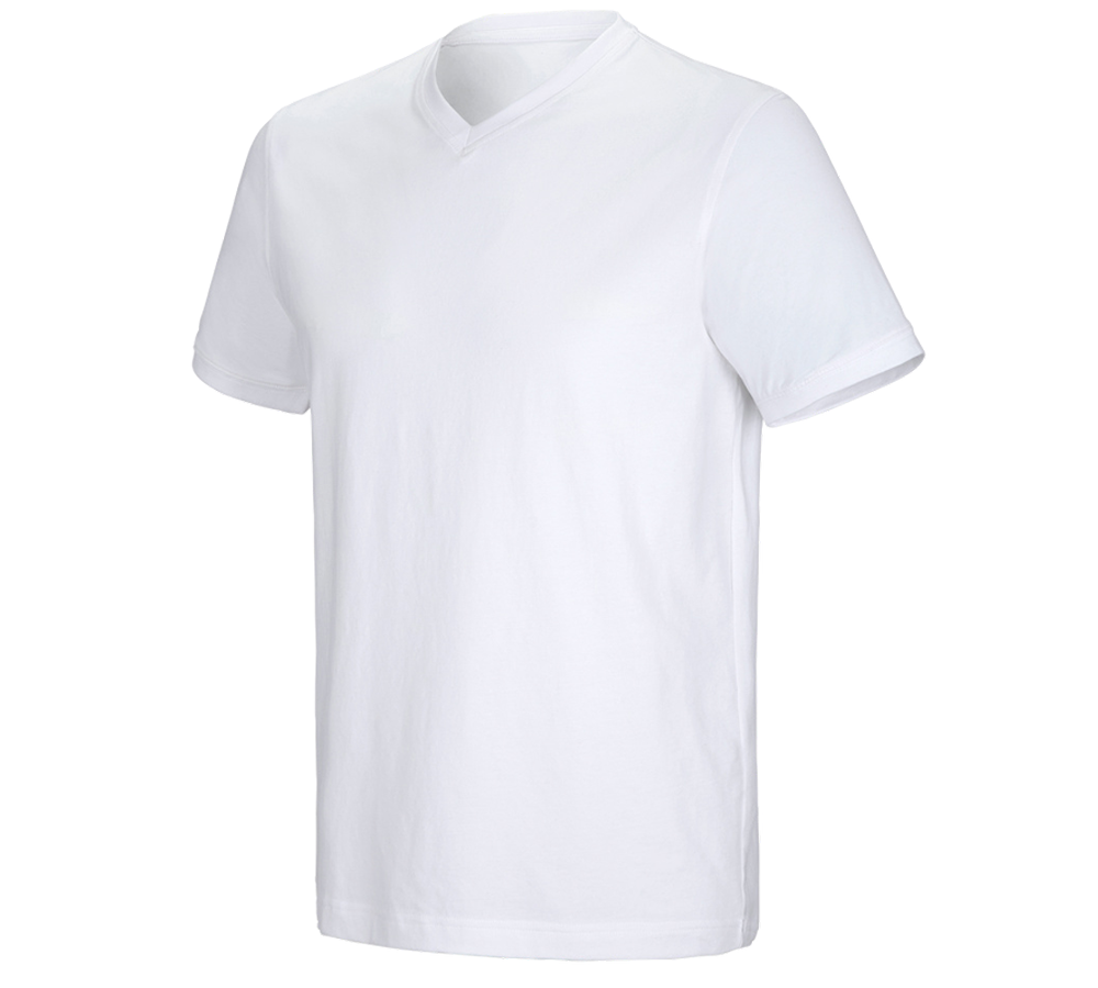 Shirts & Co.: e.s. T-Shirt cotton stretch V-Neck + weiß