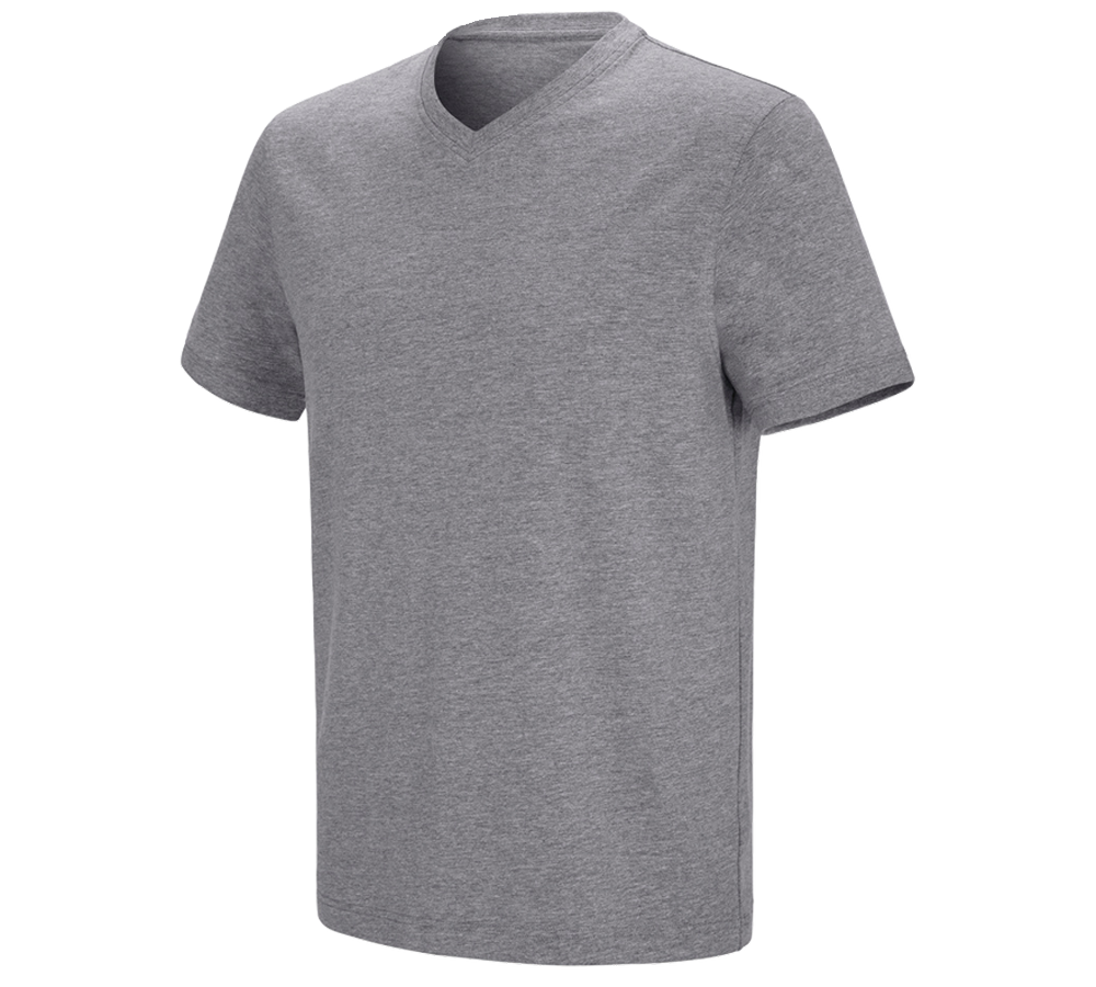 Shirts & Co.: e.s. T-Shirt cotton stretch V-Neck + graumeliert