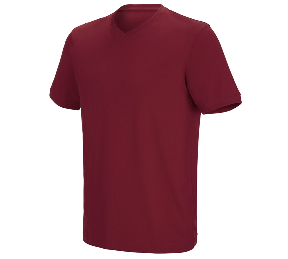 Shirts & Co.: e.s. T-Shirt cotton stretch V-Neck + bordeaux