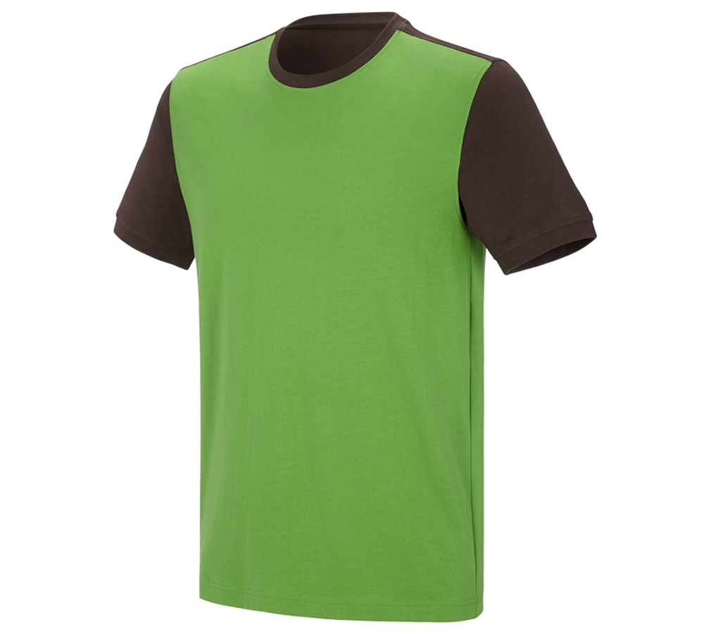 Shirts & Co.: e.s. T-Shirt cotton stretch bicolor + seegrün/kastanie