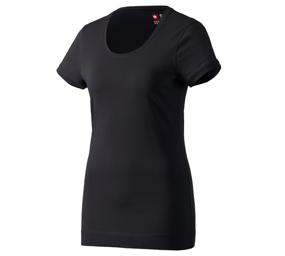 Shirts & Co.: e.s. Long-Shirt cotton, Damen + schwarz