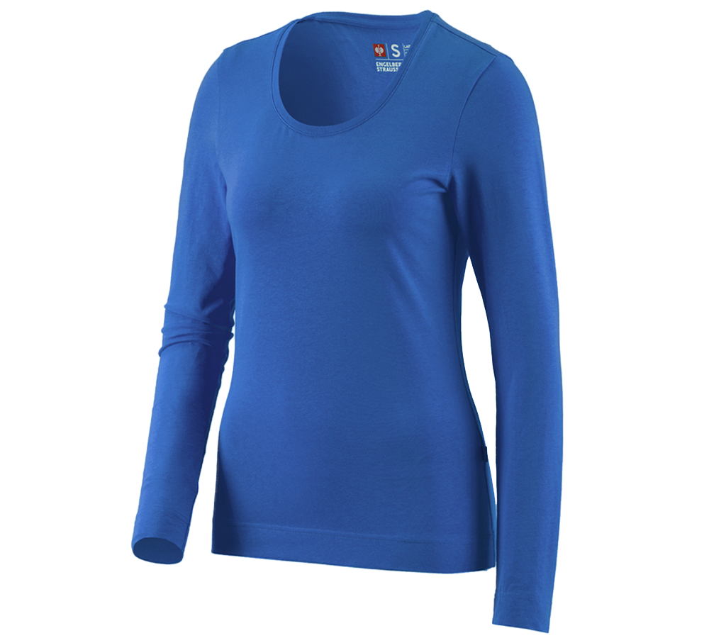 Shirts & Co.: e.s. Longsleeve cotton stretch, Damen + enzianblau