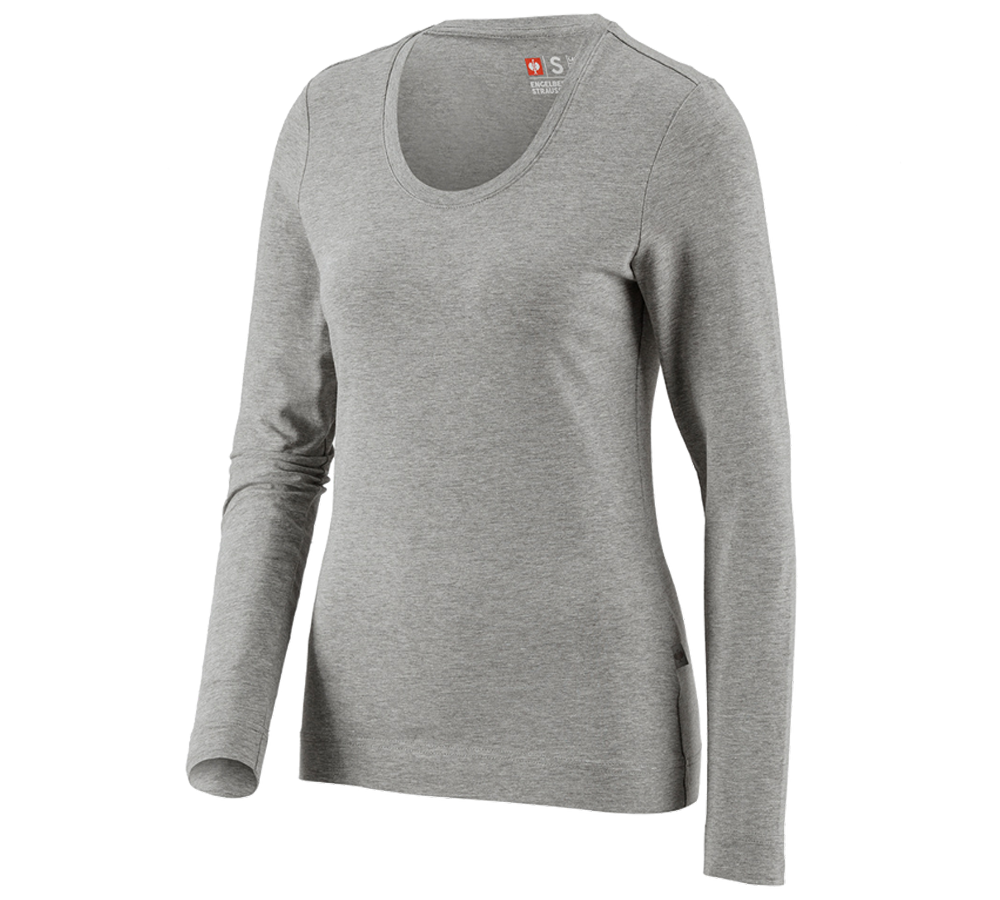 Shirts & Co.: e.s. Longsleeve cotton stretch, Damen + graumeliert