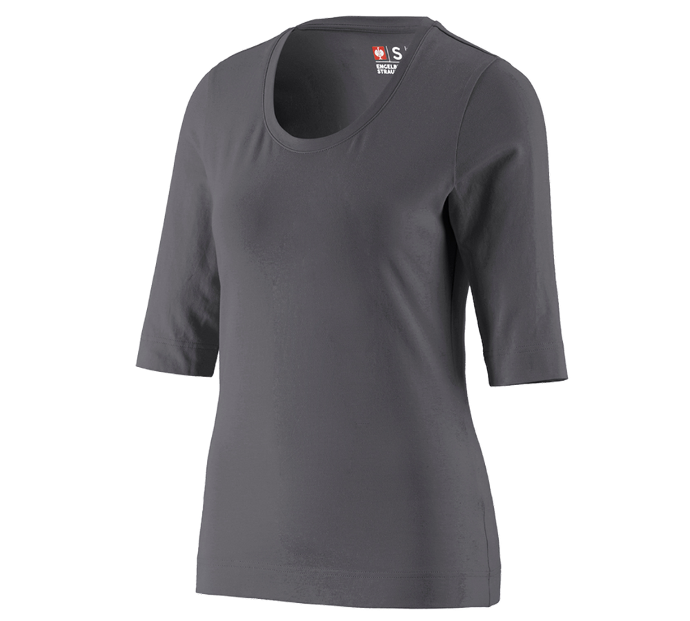 Shirts & Co.: e.s. Shirt 3/4-Arm cotton stretch, Damen + anthrazit