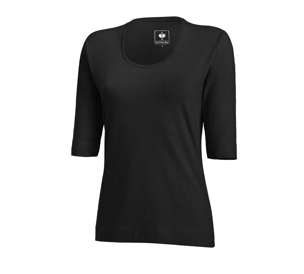 Shirts & Co.: e.s. Shirt 3/4-Arm cotton stretch, Damen + schwarz