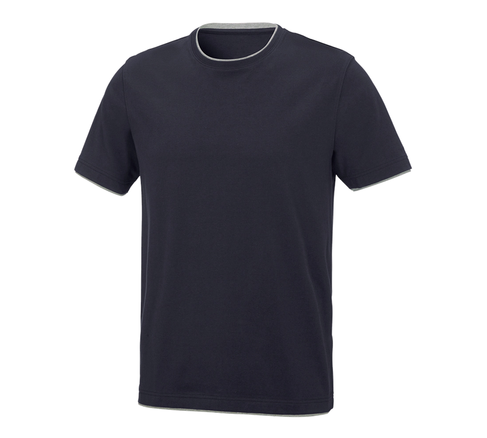 Installateur / Klempner: e.s. T-Shirt cotton stretch Layer + dunkelblau/graumeliert