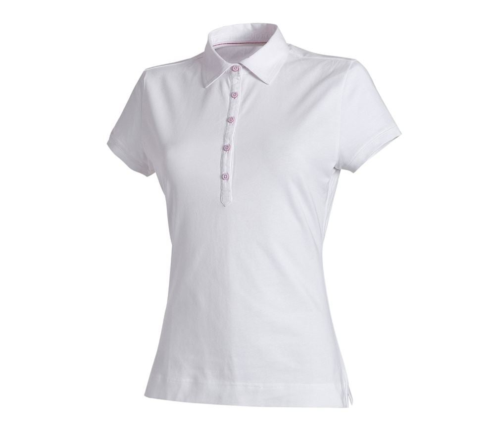 Shirts & Co.: e.s. Polo-Shirt cotton stretch, Damen + weiß