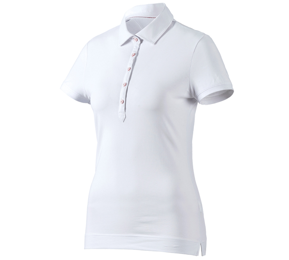 Themen: e.s. Polo-Shirt cotton stretch, Damen + weiß