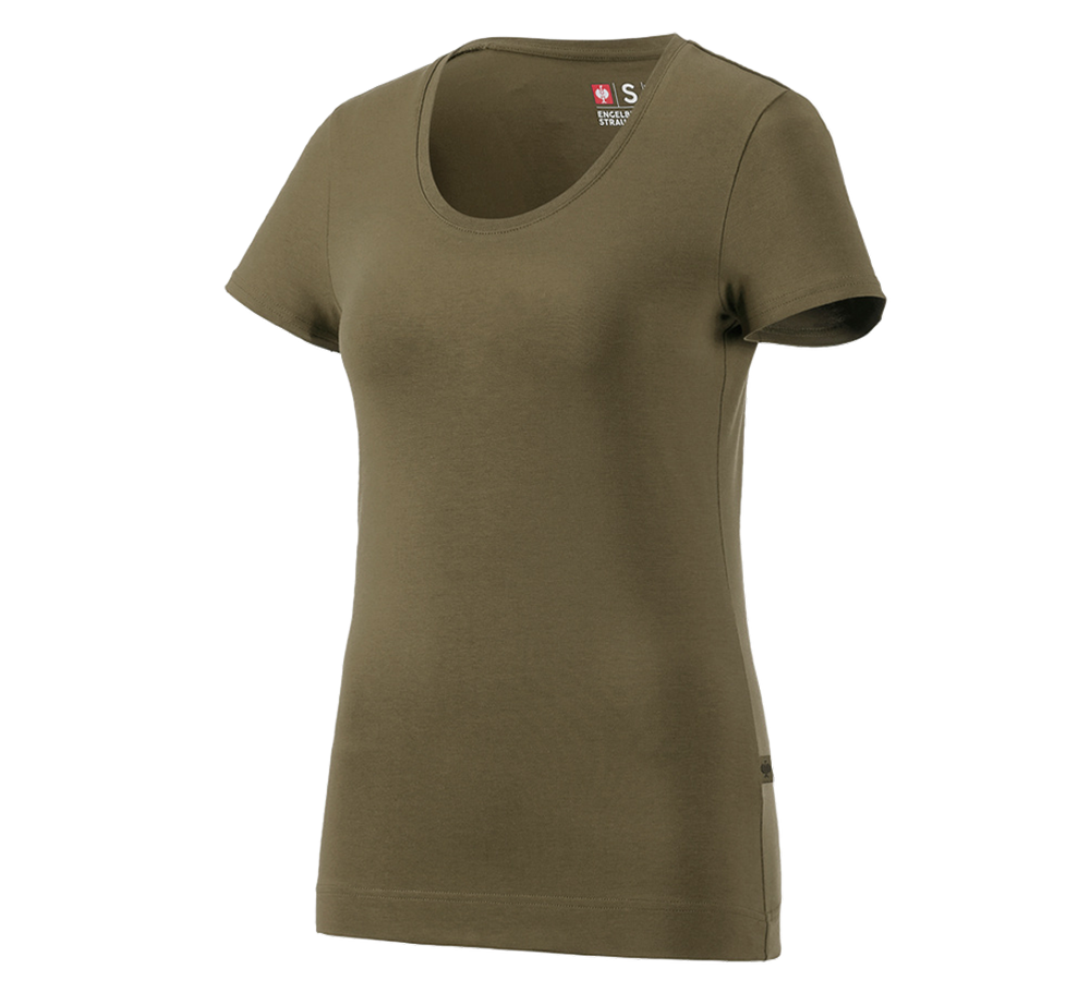Shirts & Co.: e.s. T-Shirt cotton stretch, Damen + schlammgrün