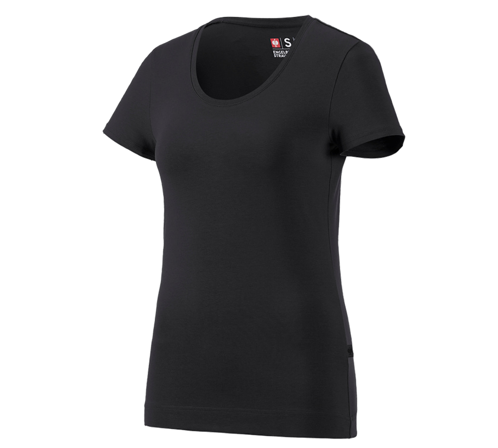 Shirts & Co.: e.s. T-Shirt cotton stretch, Damen + schwarz