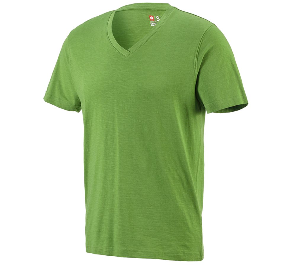Shirts & Co.: e.s. T-Shirt cotton slub V-Neck + seegrün