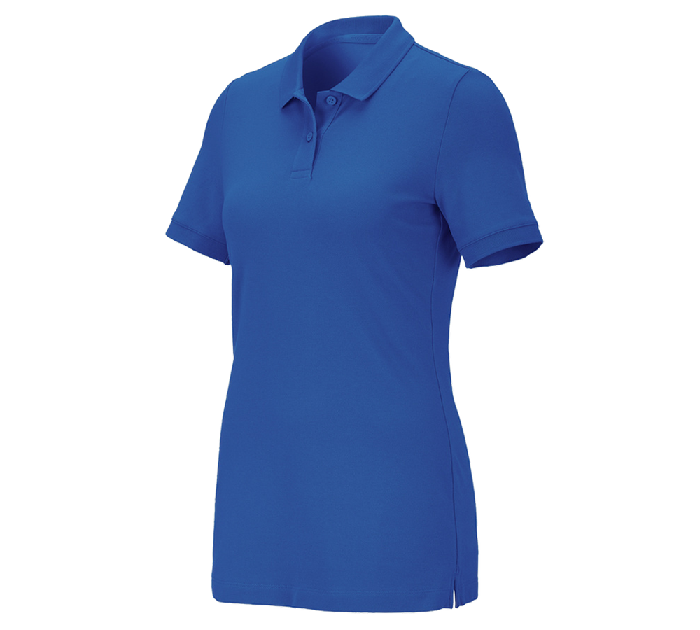 Shirts & Co.: e.s. Piqué-Polo cotton stretch, Damen + enzianblau