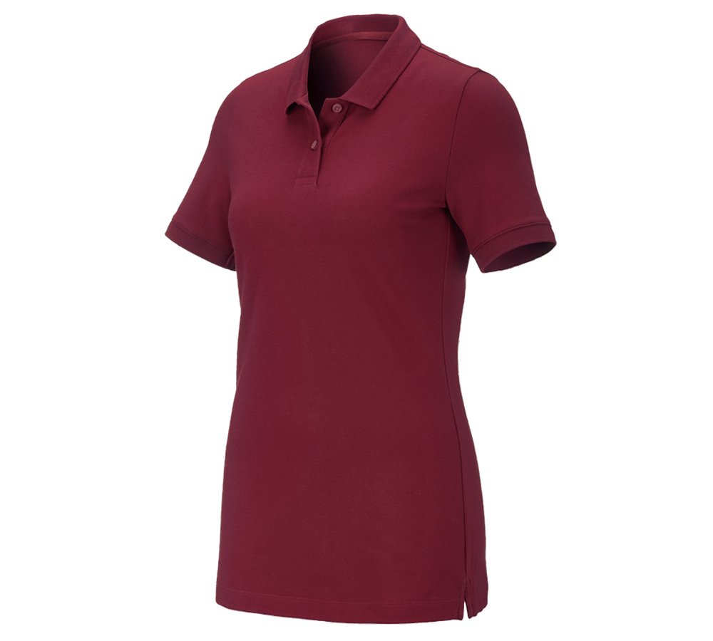Shirts & Co.: e.s. Piqué-Polo cotton stretch, Damen + bordeaux
