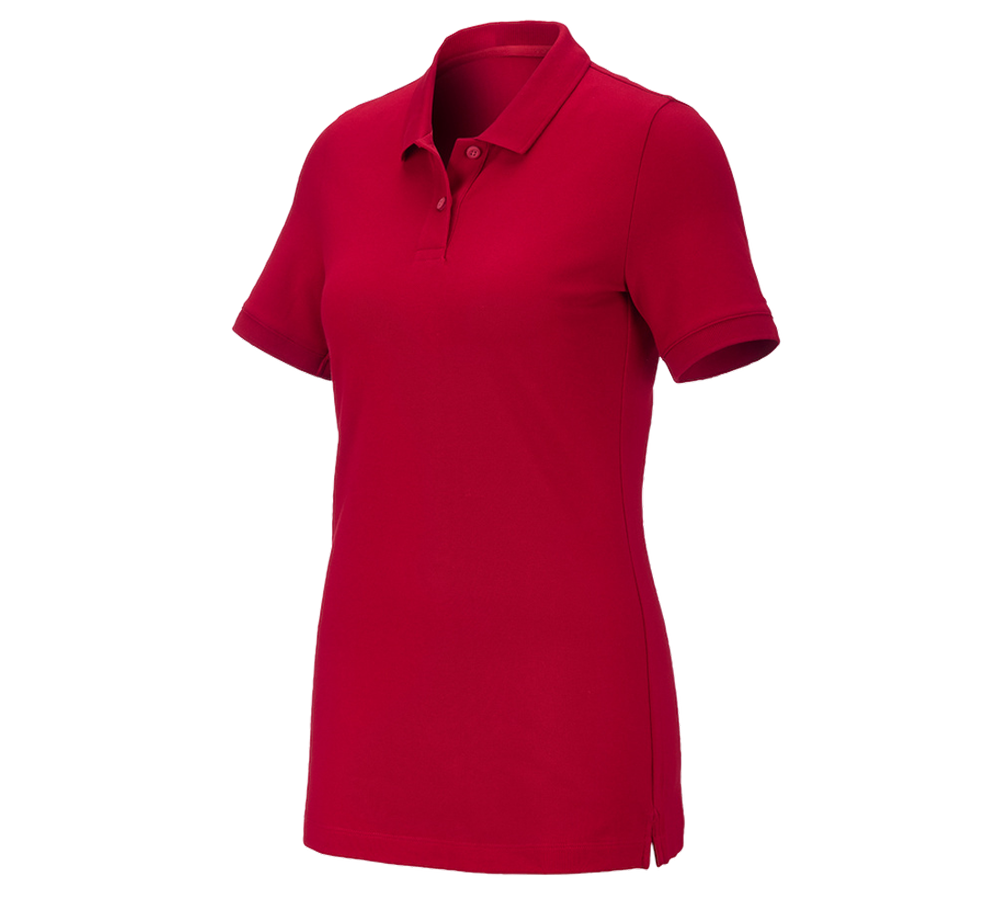 Shirts & Co.: e.s. Piqué-Polo cotton stretch, Damen + feuerrot