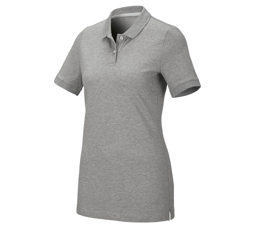 Shirts & Co.: e.s. Piqué-Polo cotton stretch, Damen + graumeliert