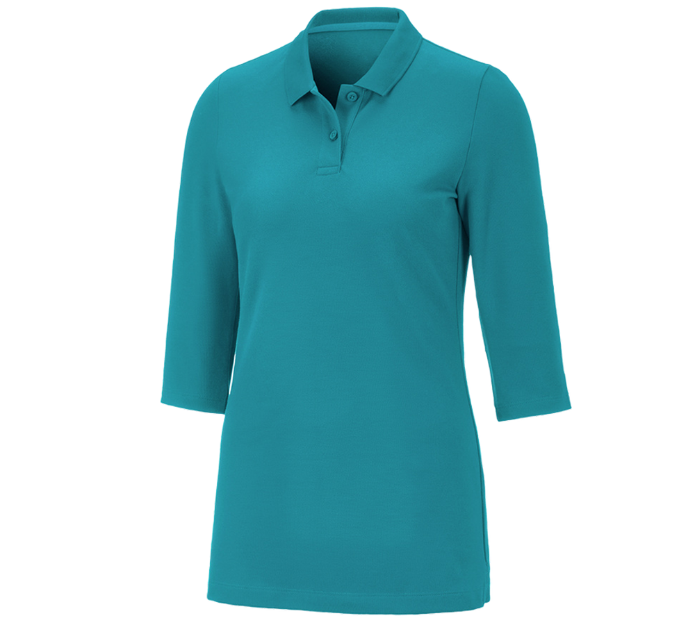 Shirts & Co.: e.s. Piqué-Polo 3/4 Arm cotton stretch, Damen + ozean