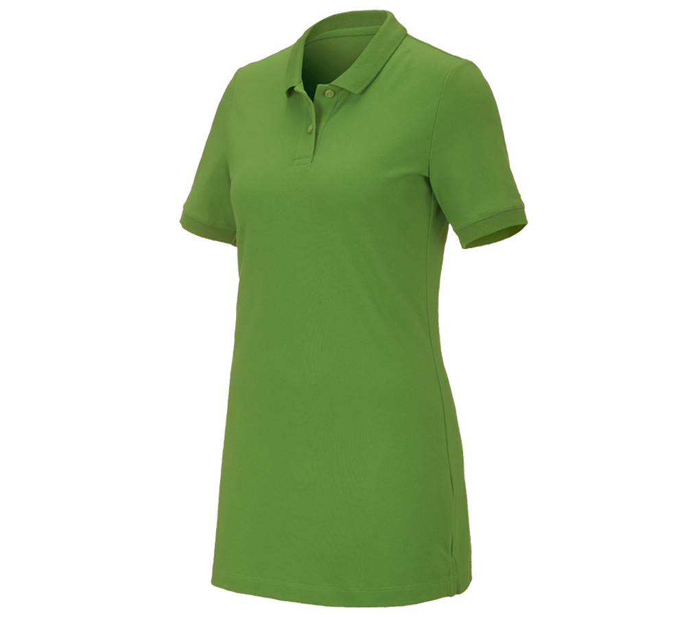 Themen: e.s. Piqué-Polo cotton stretch, Damen, long fit + seegrün