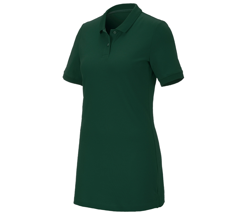 Themen: e.s. Piqué-Polo cotton stretch, Damen, long fit + grün