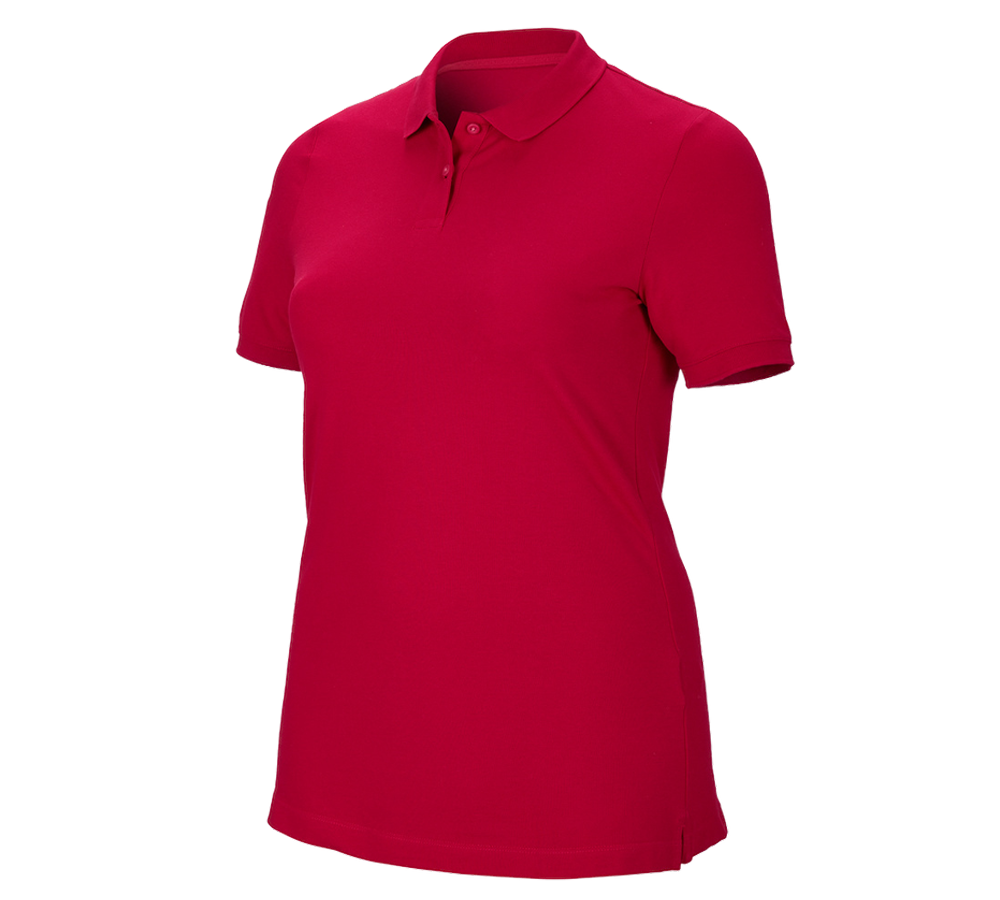 Shirts & Co.: e.s. Piqué-Polo cotton stretch, Damen, plus fit + feuerrot