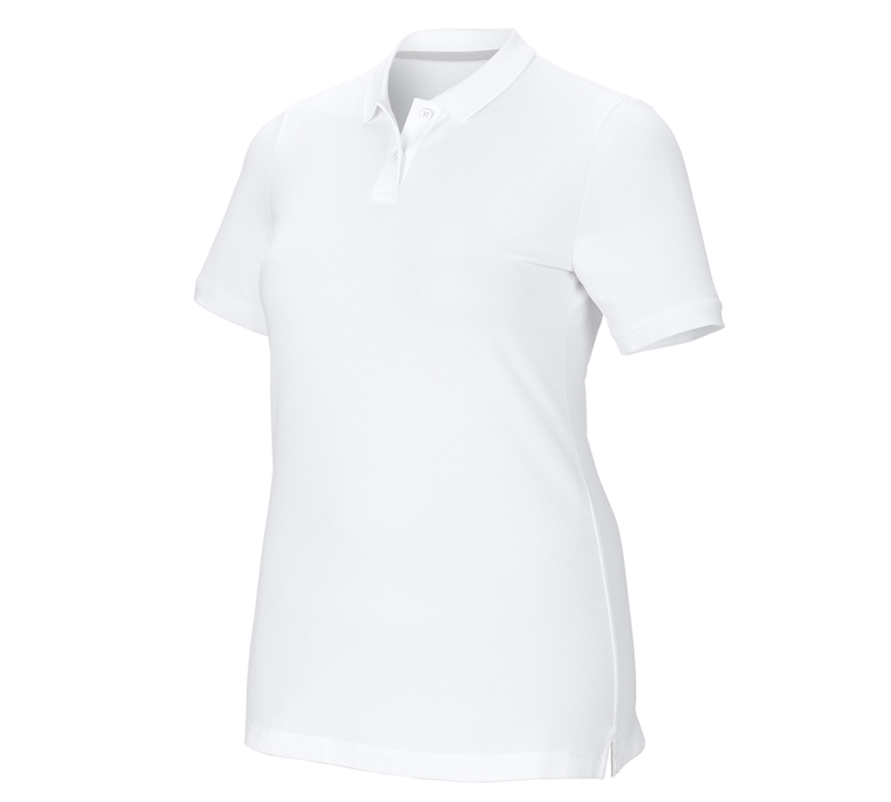 Shirts & Co.: e.s. Piqué-Polo cotton stretch, Damen, plus fit + weiß