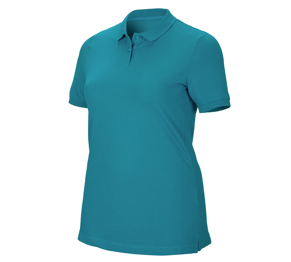Shirts & Co.: e.s. Piqué-Polo cotton stretch, Damen, plus fit + ozean