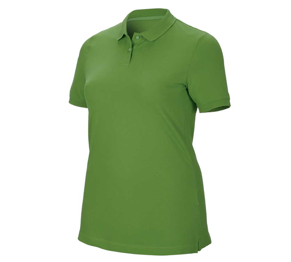 Shirts & Co.: e.s. Piqué-Polo cotton stretch, Damen, plus fit + seegrün