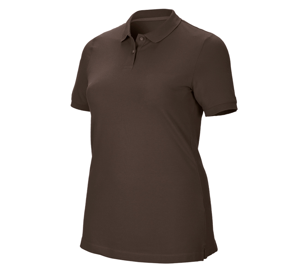 Shirts & Co.: e.s. Piqué-Polo cotton stretch, Damen, plus fit + kastanie