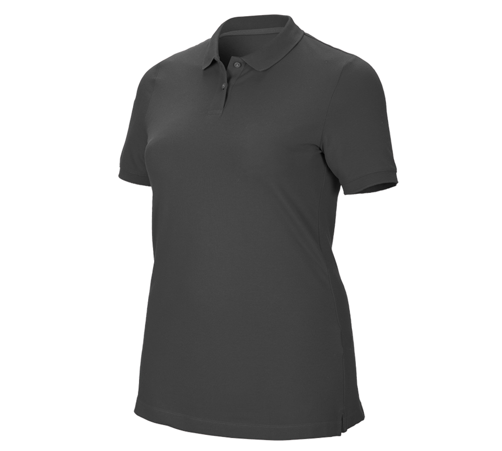 Shirts & Co.: e.s. Piqué-Polo cotton stretch, Damen, plus fit + anthrazit