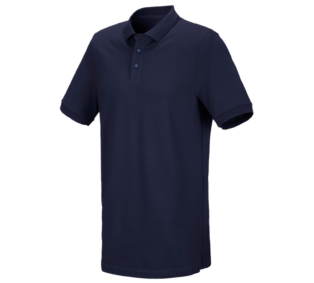 Shirts & Co.: e.s. Piqué-Polo cotton stretch, long fit + dunkelblau