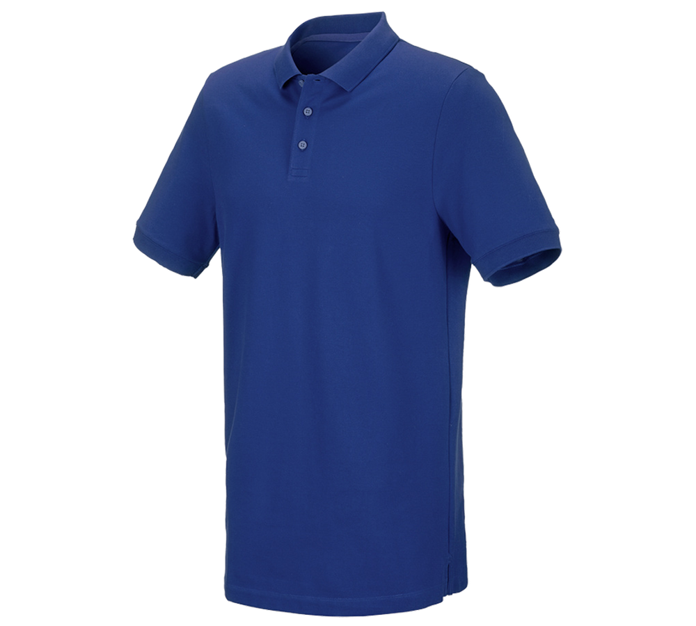 Shirts & Co.: e.s. Piqué-Polo cotton stretch, long fit + kornblau