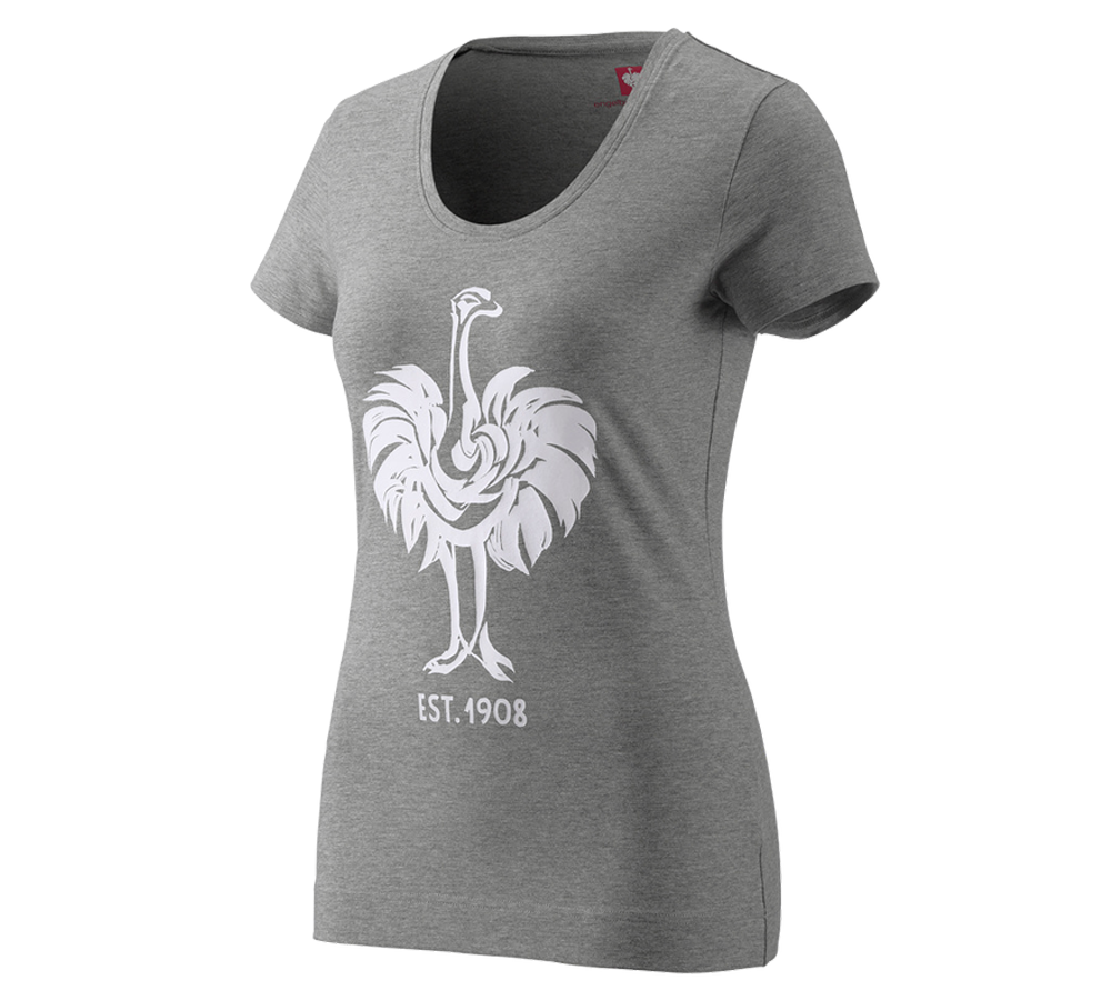 Themen: e.s. T-Shirt 1908, Damen + graumeliert/weiß